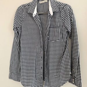 Dark navy checked button down